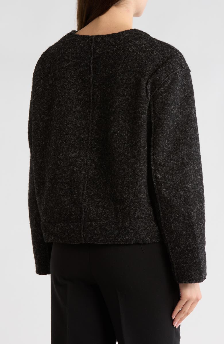 MAX STUDIO Bouclé Crop Sweater Jacket, Alternate, color, Charcoal