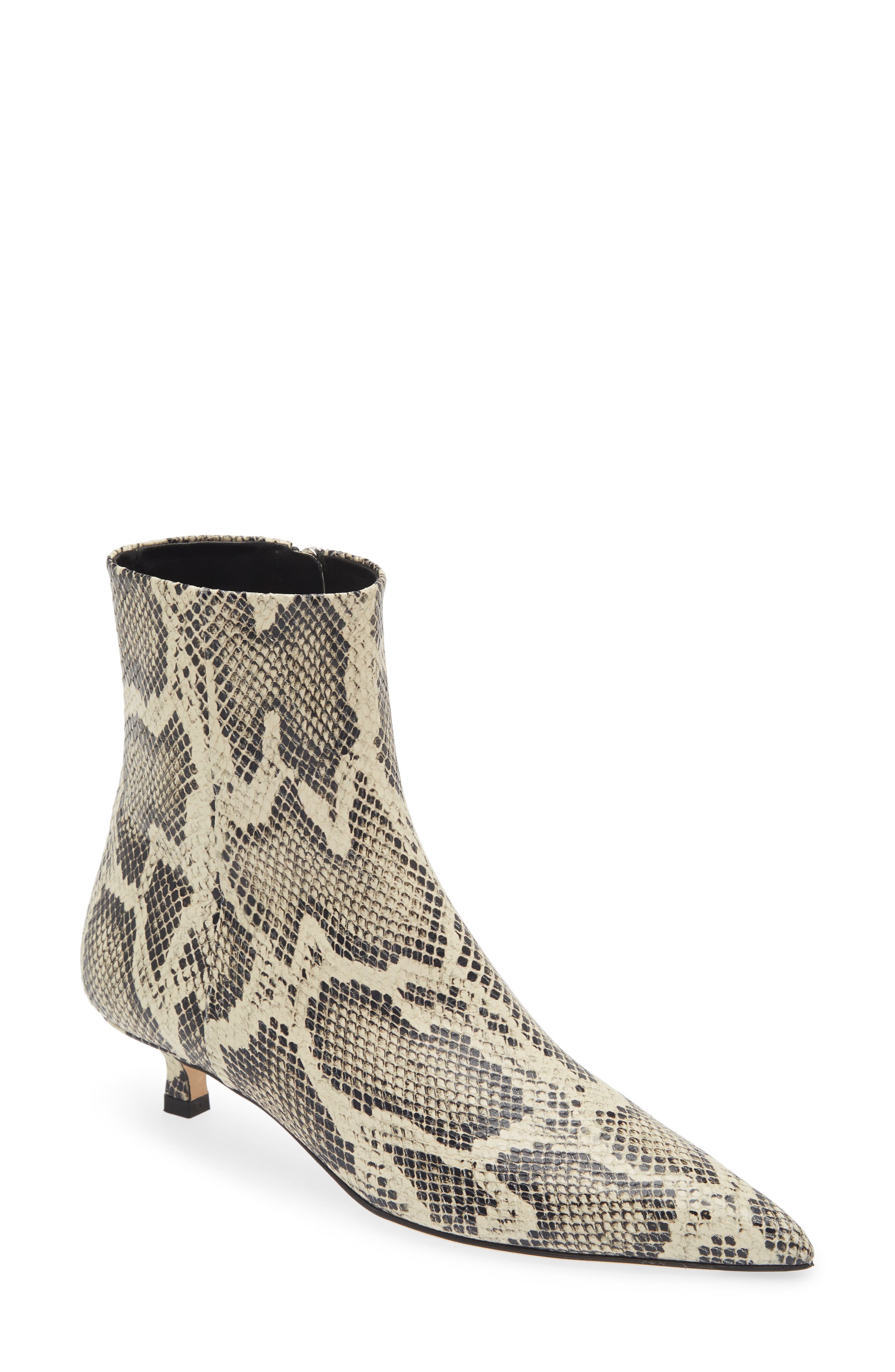 aeyde Sofie Embossed Snake Print Bootie, Main, color, 