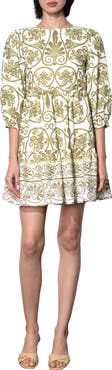 Adelyn Rae Angeline Eyelet Embroidered Print Cotton Shift Dress