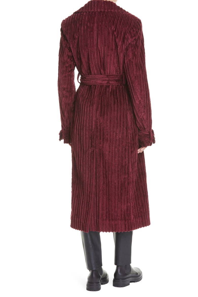 Belted Corduroy Trench Coat, Alternate, color, IRON RED