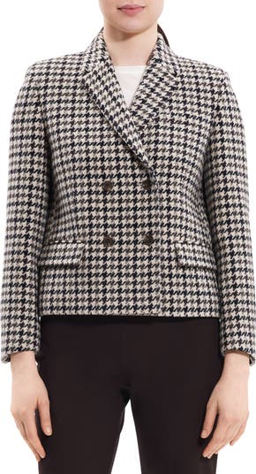 [ラッキーシュエトゥ]Hound Tooth Check Crop Double Jacket Theory Houndstooth Check Crop Wool Jacket | Nordstromrack
