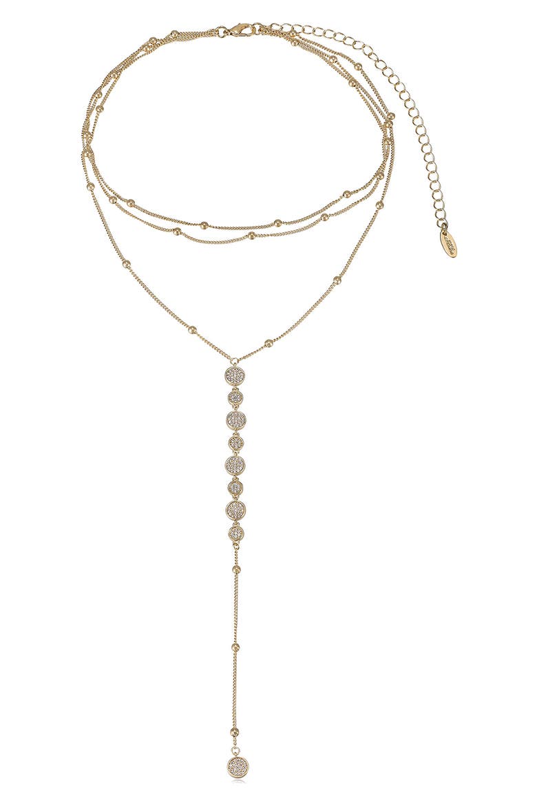 Triple Layer Y-Necklace, Alternate, color, GOLD