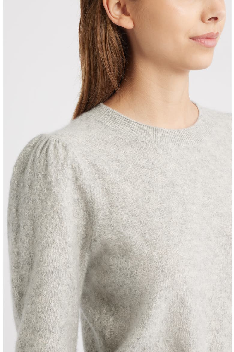 The Pointelle Cashmere Sweater, Alternate, color, LIGHT GREY HEATHER