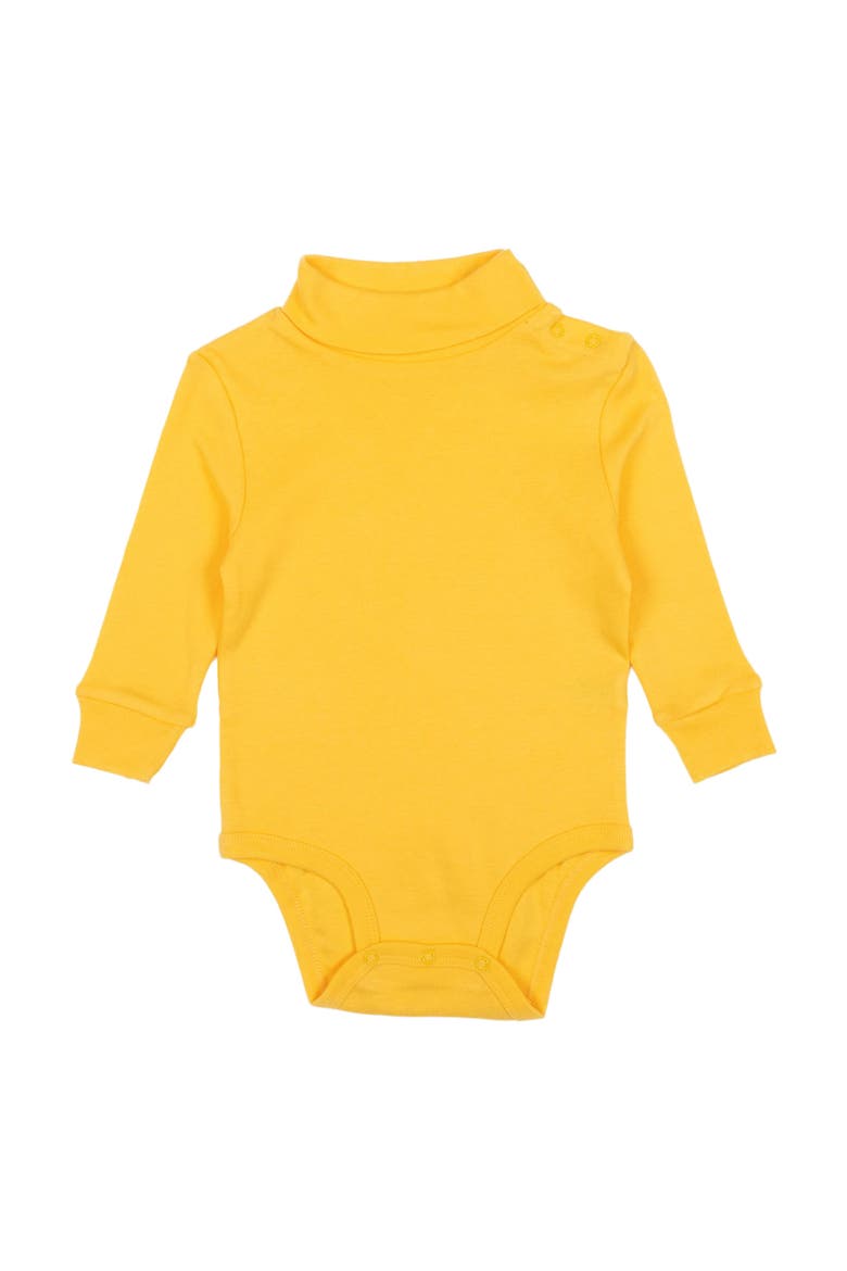 Cotton Neutral Solid Turtleneck Bodysuit, Main, color, Yellow