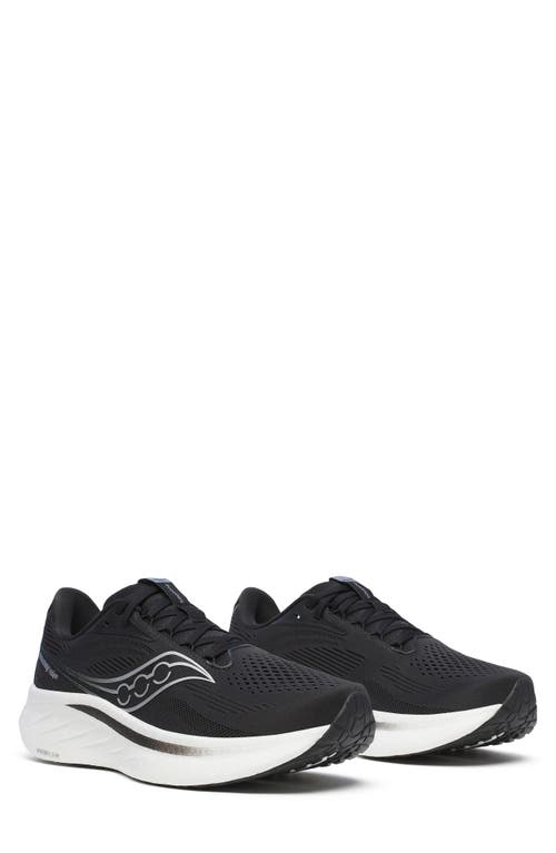 Saucony Ride 18 Running Shoe In Black/white
