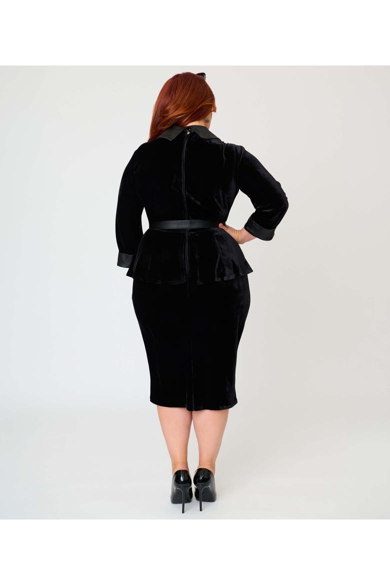 Plus Size Peplum Cooper Suit Pencil Dress, Alternate, color, Black Velvet W/ Faux Leather