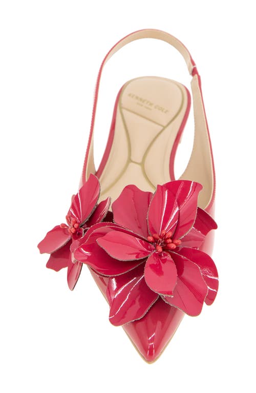 Kenneth Cole Tayla Patent Floral Appliqué Slingback In Red Patent