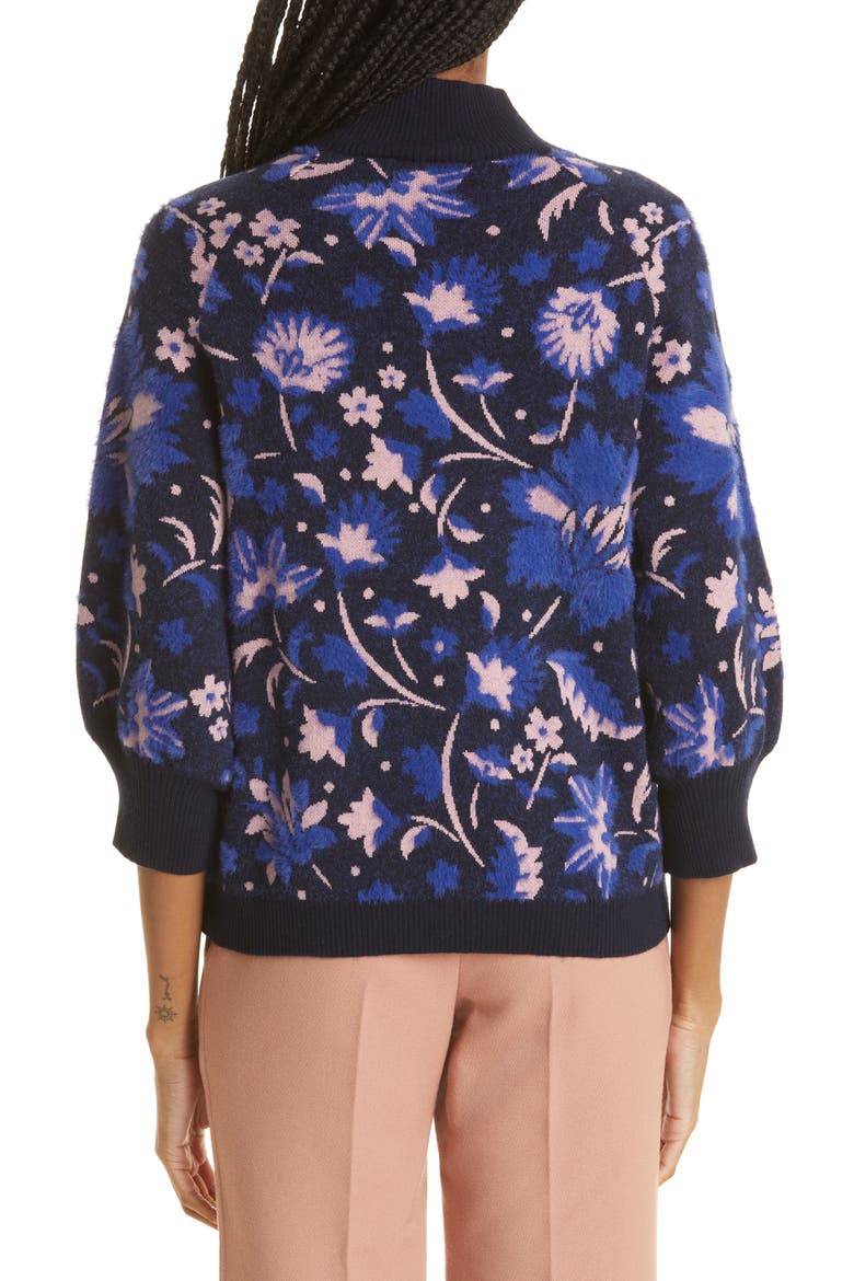Claudan Floral Jacquard Sweater, Alternate, color, NAVY
