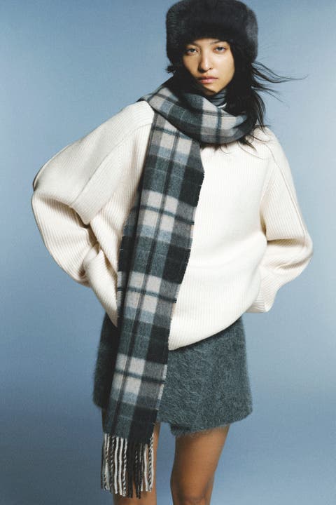 Rib-knit mock turtleneck sweater