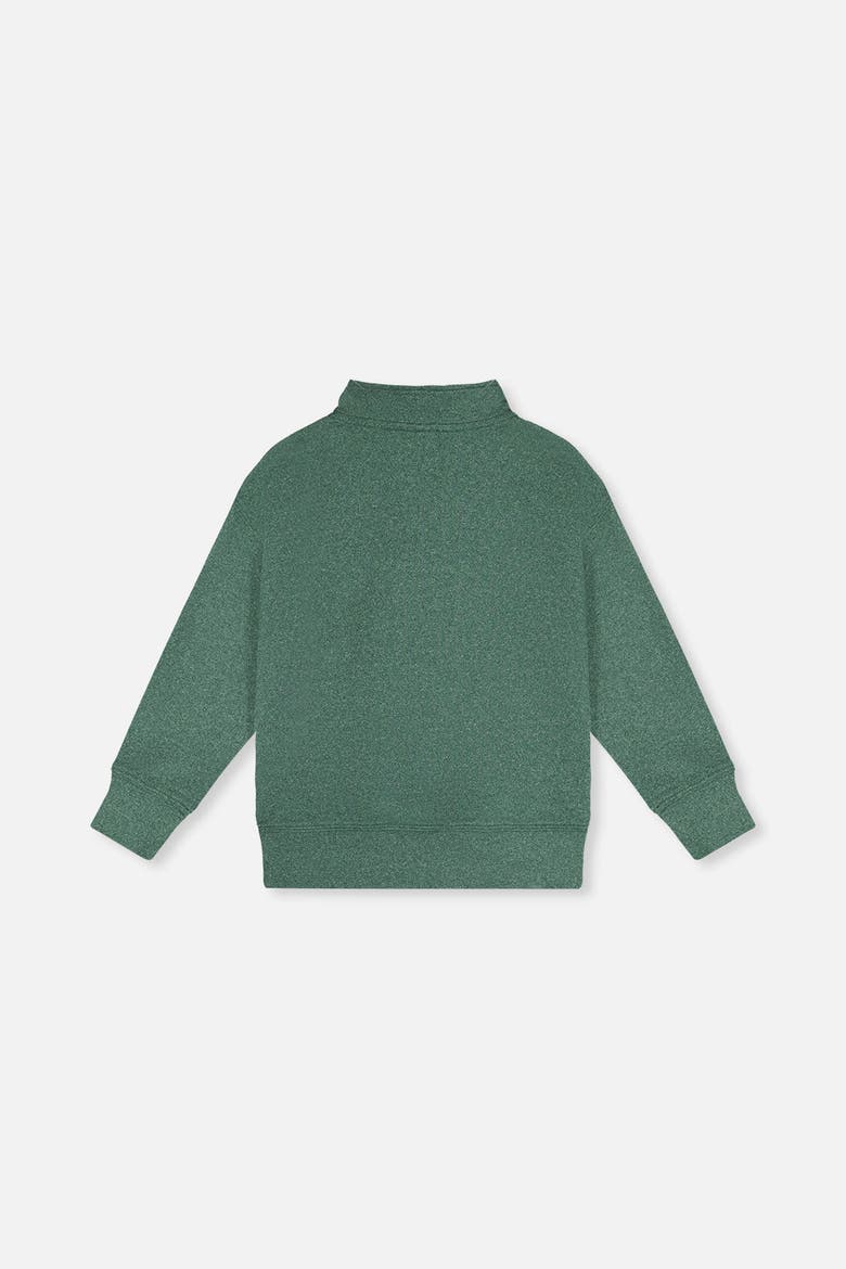 Half Zip Mock Neck Brushed Knit Deer Graphic Sweater, Alternate, color, Dark Green