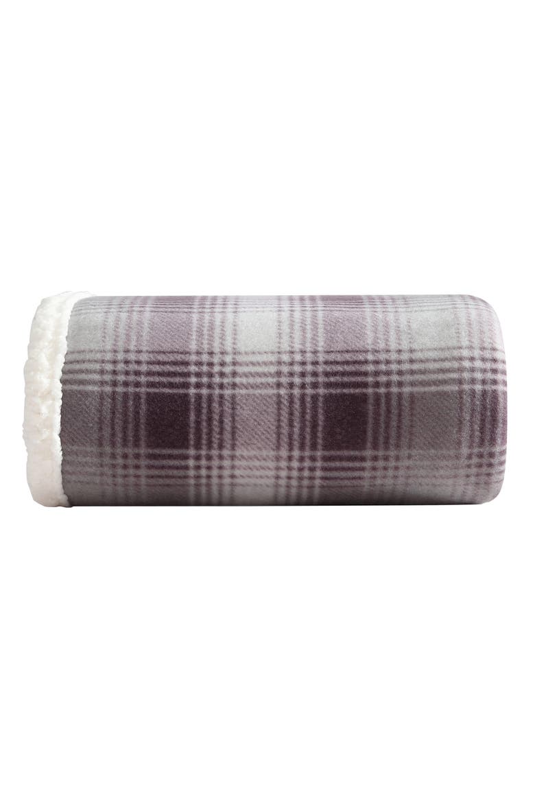 Nordic Plaid Throw Blanket, Alternate, color, DARK PURPLE