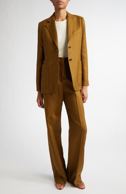 Max Mara Single-breasted Linen Blazer In Olive Green