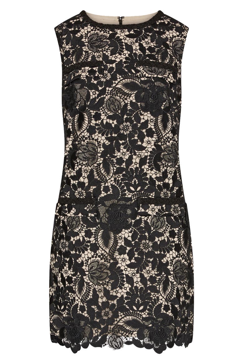 Garden Lace Sleeveless Minidress, Alternate, color, BLACK