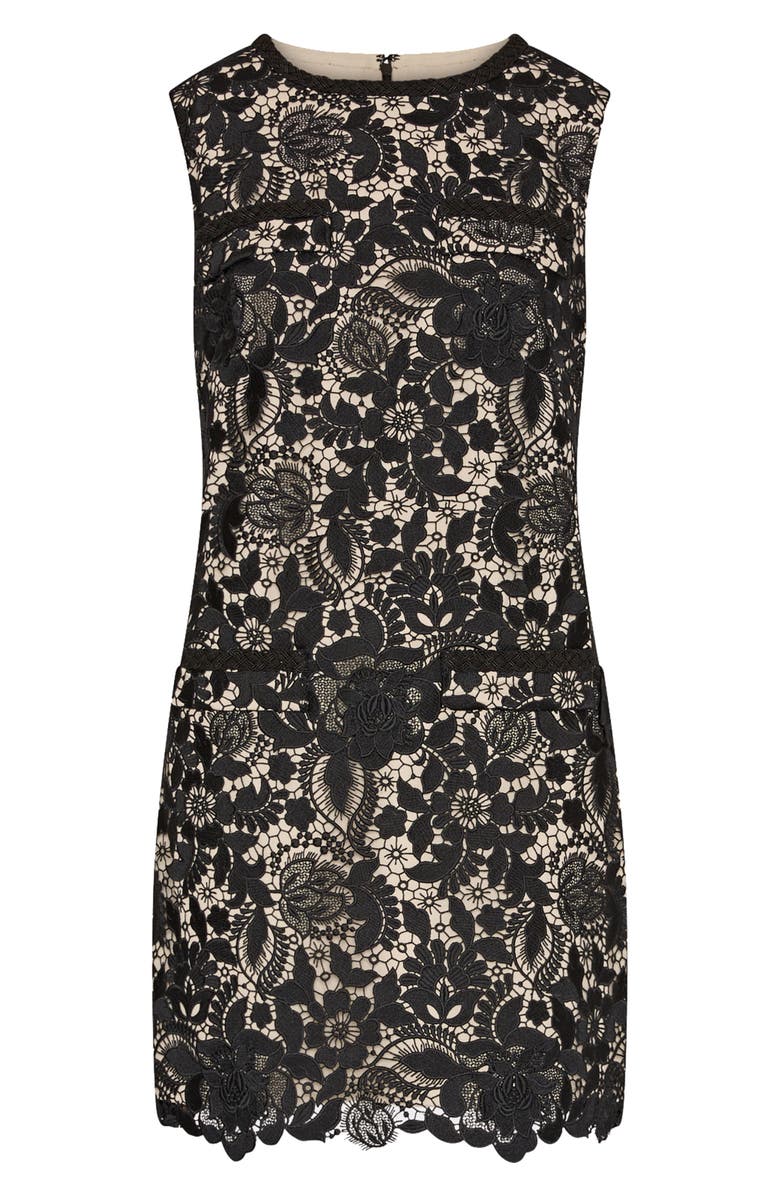Milly Garden Lace Sleeveless Minidress, Alternate, color, Black