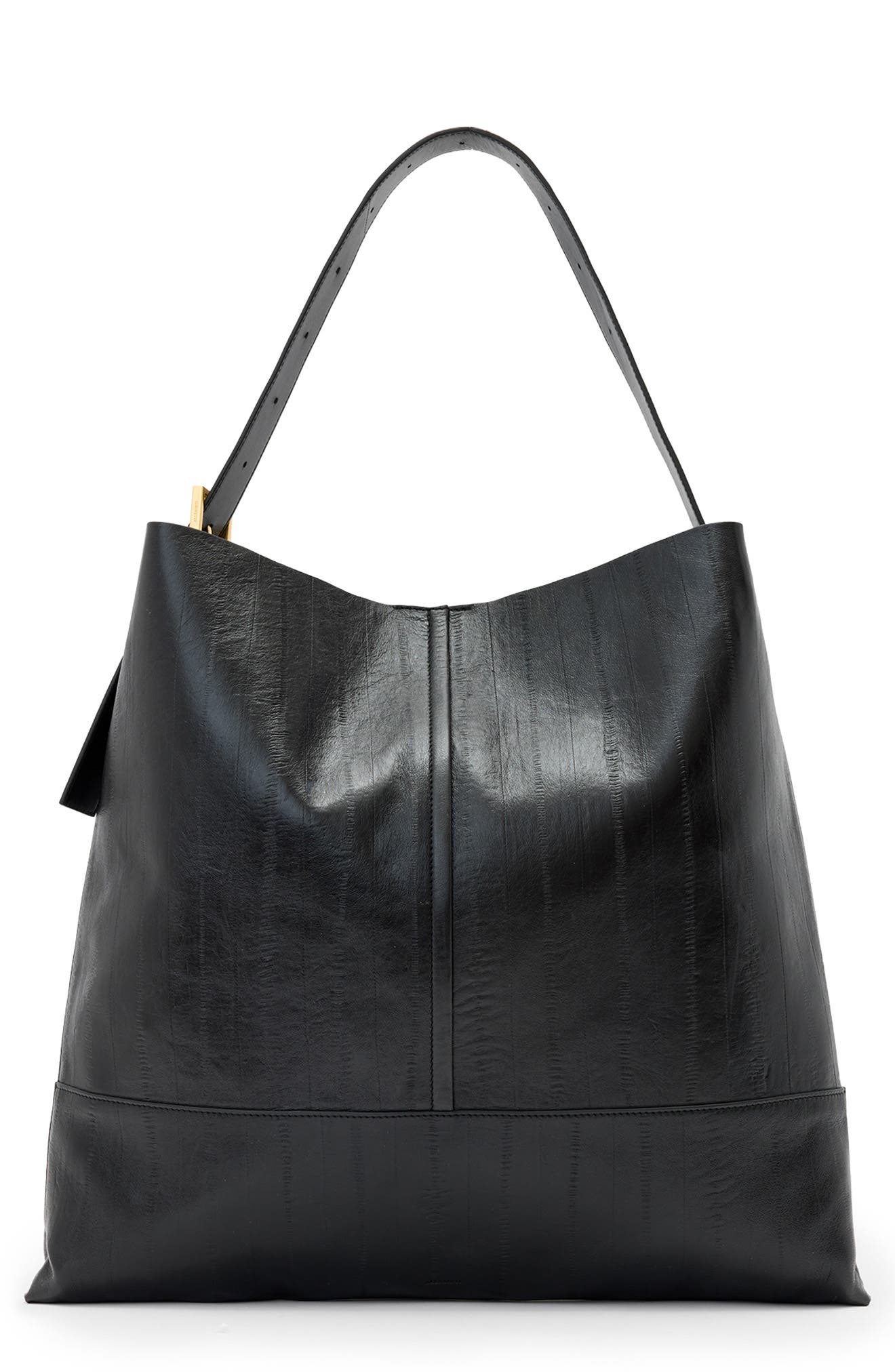 AllSaints Asha Eel-Embossed Leather Shoulder Bag, Main, color, 