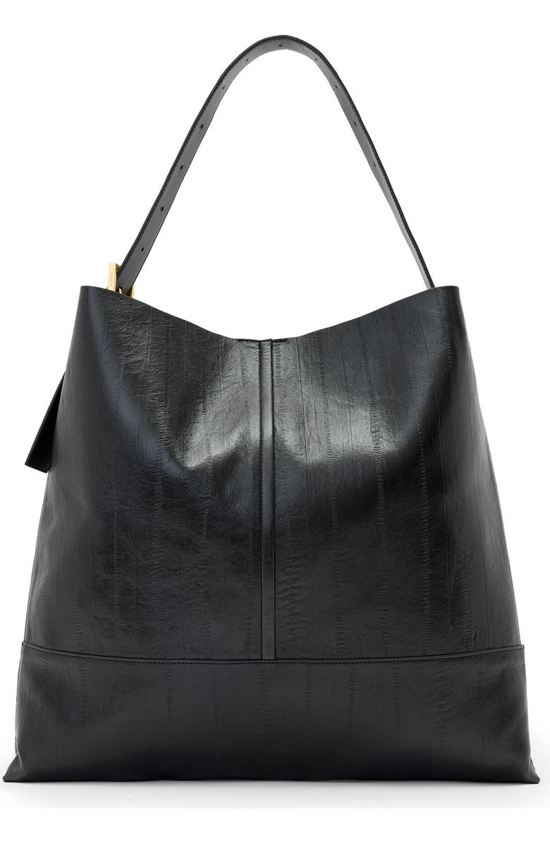 AllSaints Asha Eel-Embossed Leather Shoulder Bag, Main, color, Black