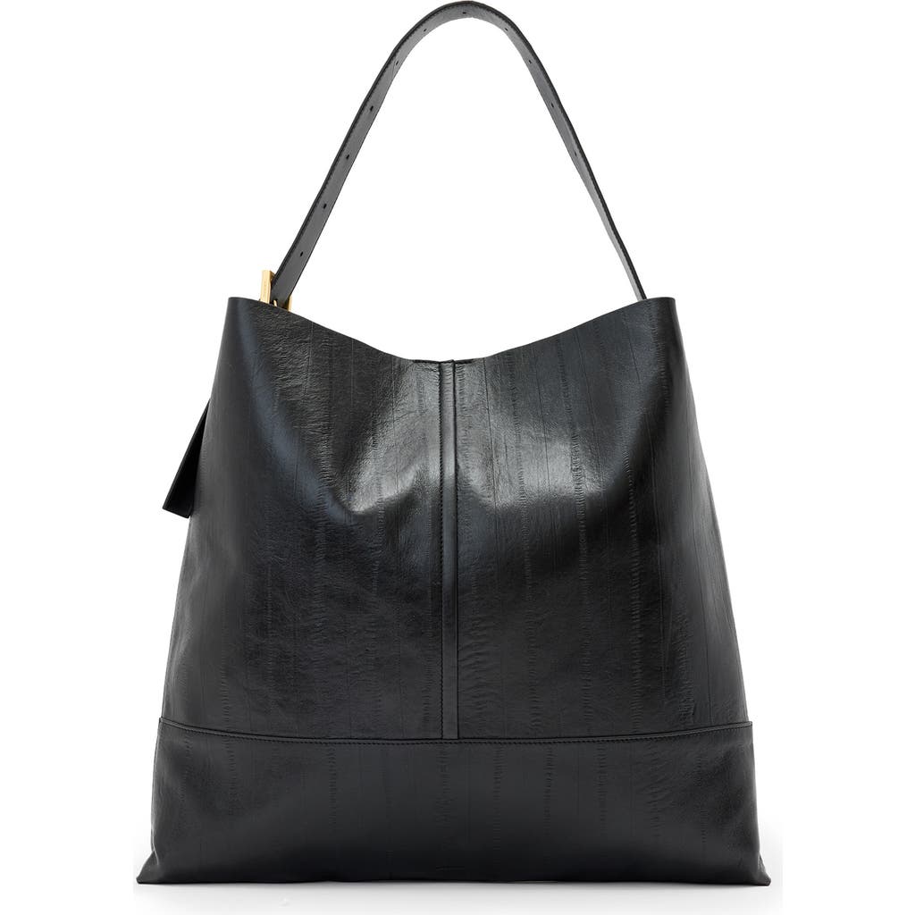 Allsaints Asha Eel-embossed Leather Shoulder Bag In Black