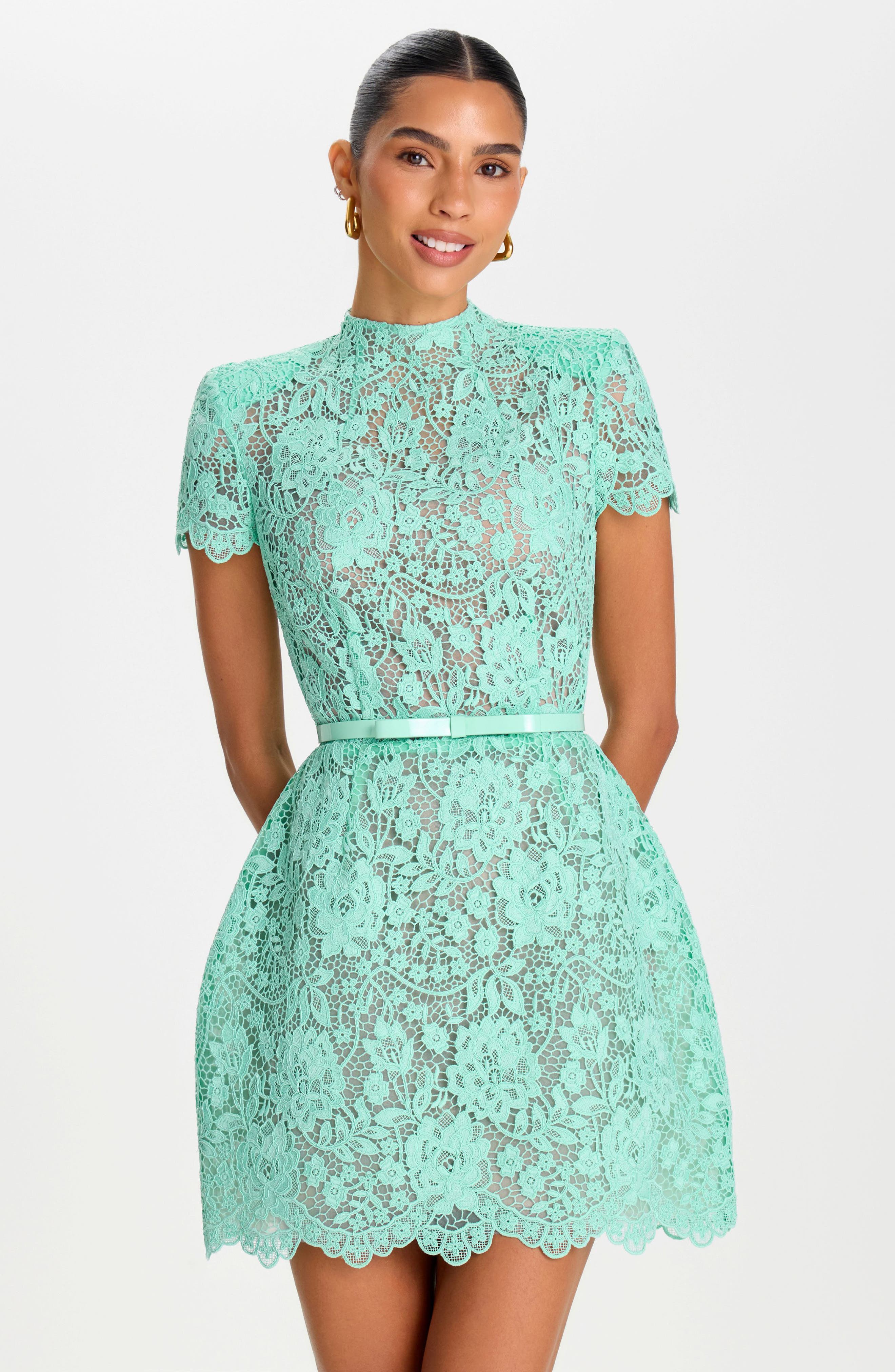 mint lace waist dress Mint Beaded Lace Mini Dress XL