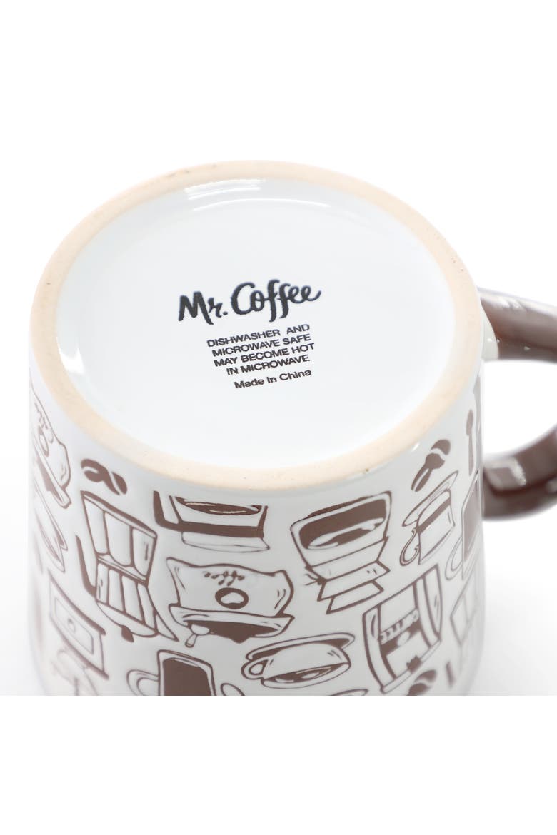 Vintage Brew 4 Piece 18 Ounce Coffee Maker Stoneware Mug Set, Alternate, color, Brown