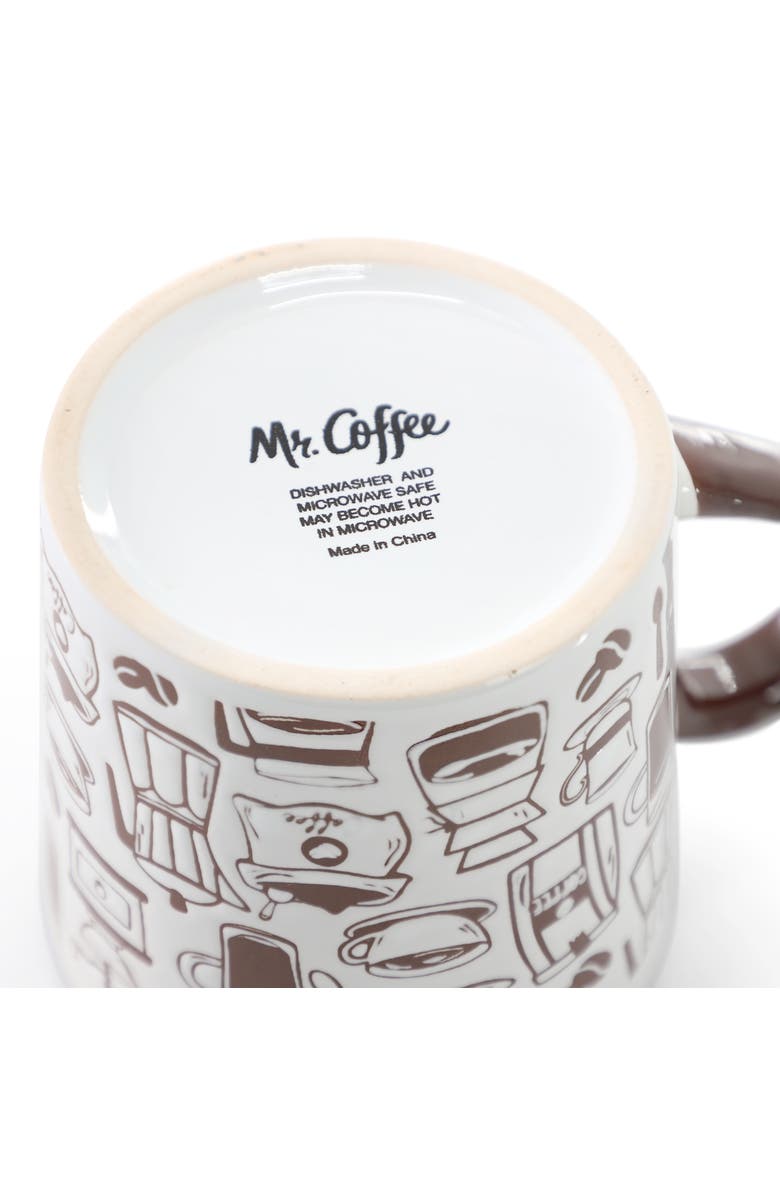 Mr. Coffee Vintage Brew 4 Piece 18 Ounce Coffee Maker Stoneware Mug Set, Alternate, color, Brown