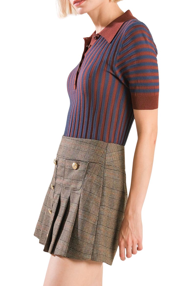 Contrast Stripe Knit Polo, Alternate, color, BURGUNDY/ BLUE
