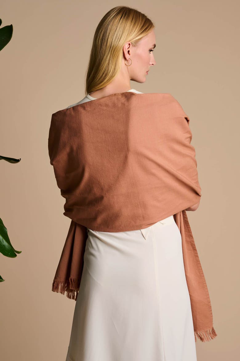 Melbourne Shawl with Fringed Hem, UPF 50+ Sun Protection, Alternate, color, Mocha Mousse
