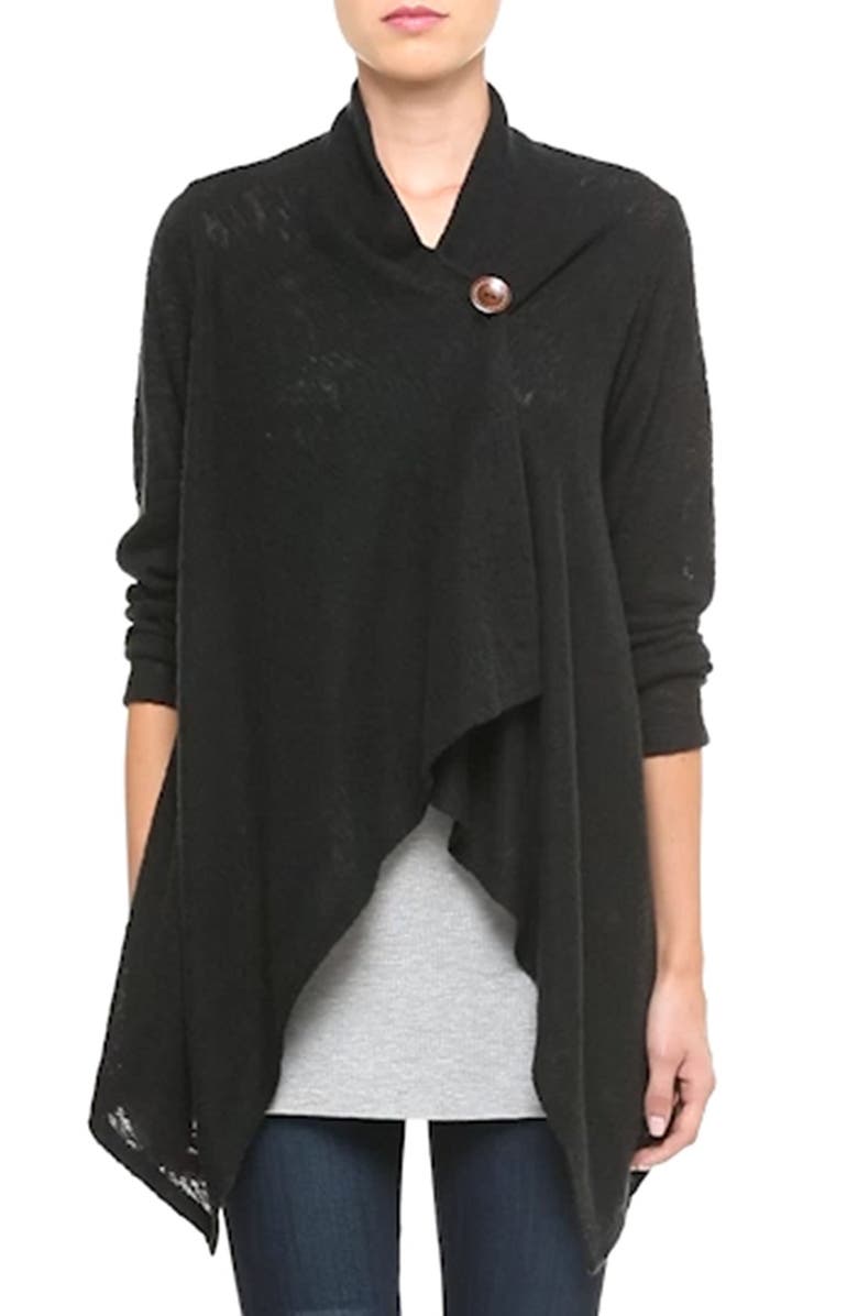 Bobeau One-Button Fuzzy Fleece Wrap Cardigan, Alternate, color, 