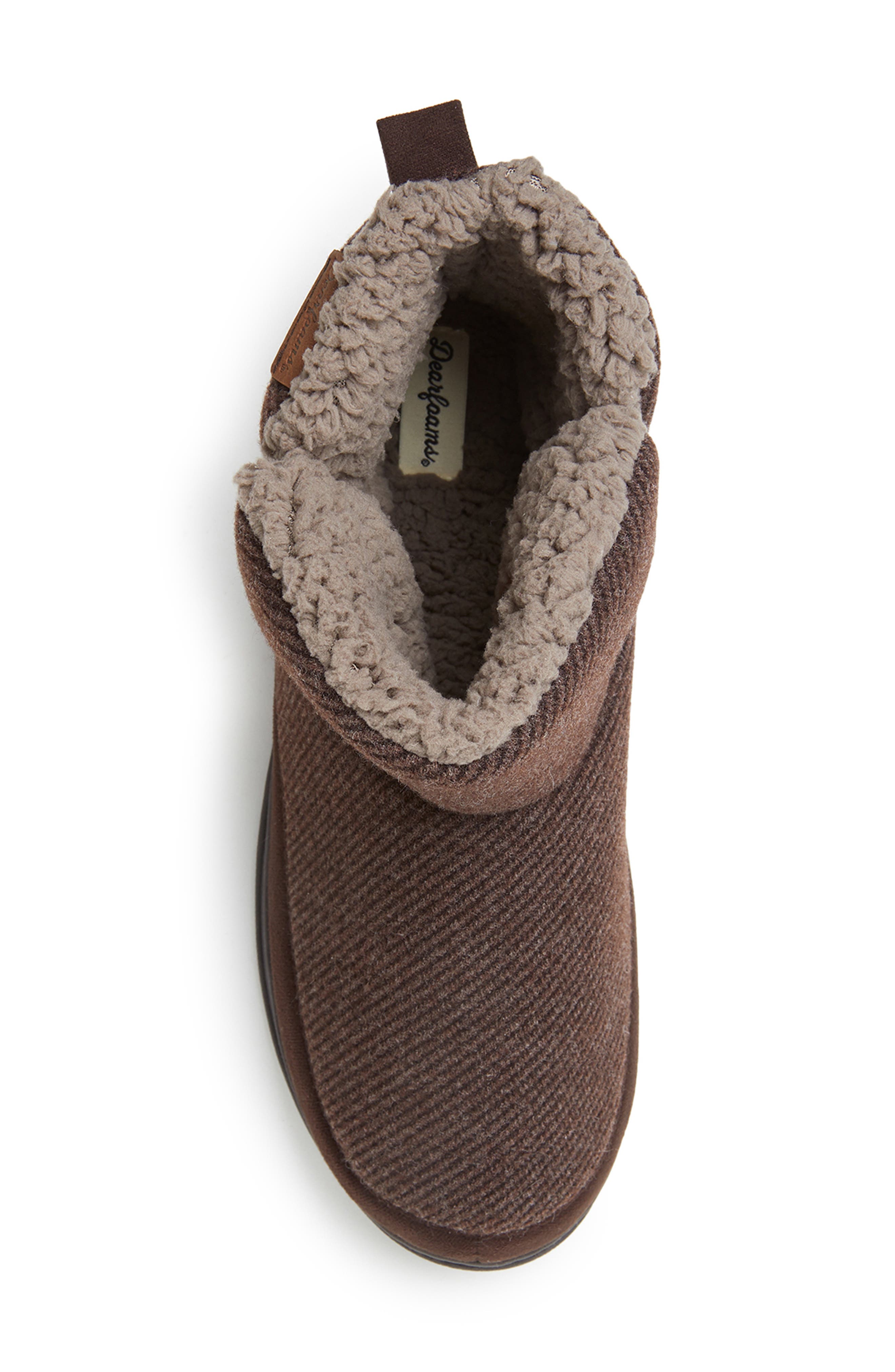 DEARFOAMS James Twill Boot Slippers, Alternate, color, Coffee