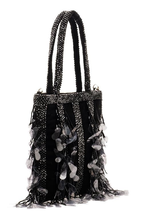 Frances Valentine Gatsby Mini Beaded & Sequin Velvet Tote Bag In Black