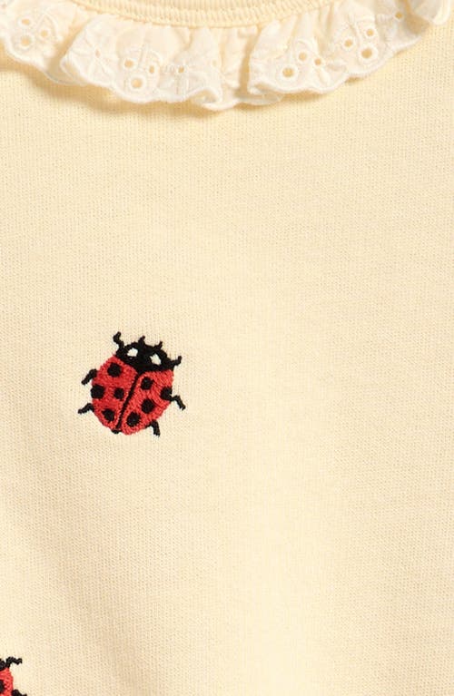 Mini Rodini Kids' Lady Bug Embroidered Organic Cotton Graphic Sweatshirt In Off White