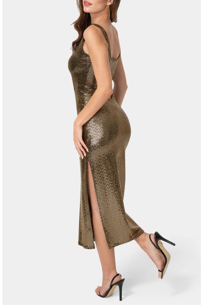 Disco Dot Tank Midi Dress, Alternate, color, GOLD