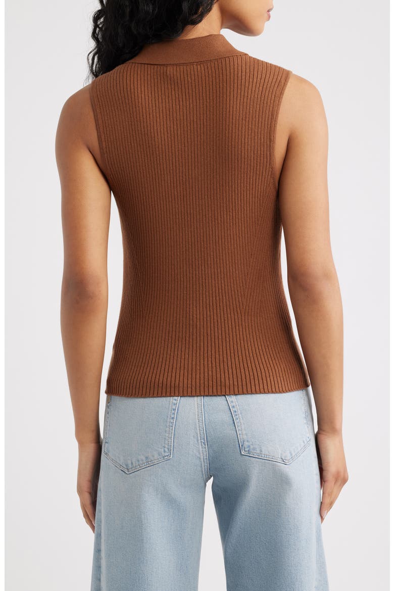 Vesta Rib Sleeveless Polo, Alternate, color, COGNAC