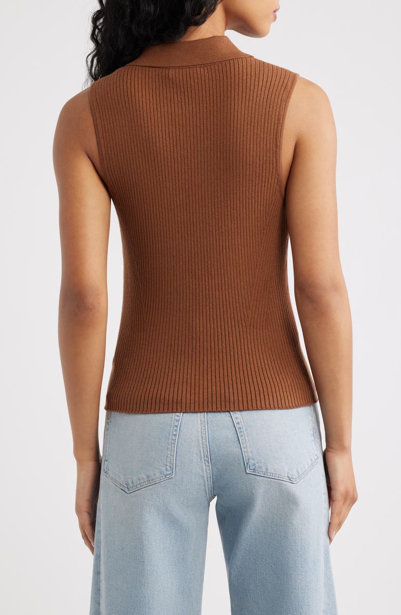 PAIGE Vesta Rib Sleeveless Polo, Alternate, color, Cognac