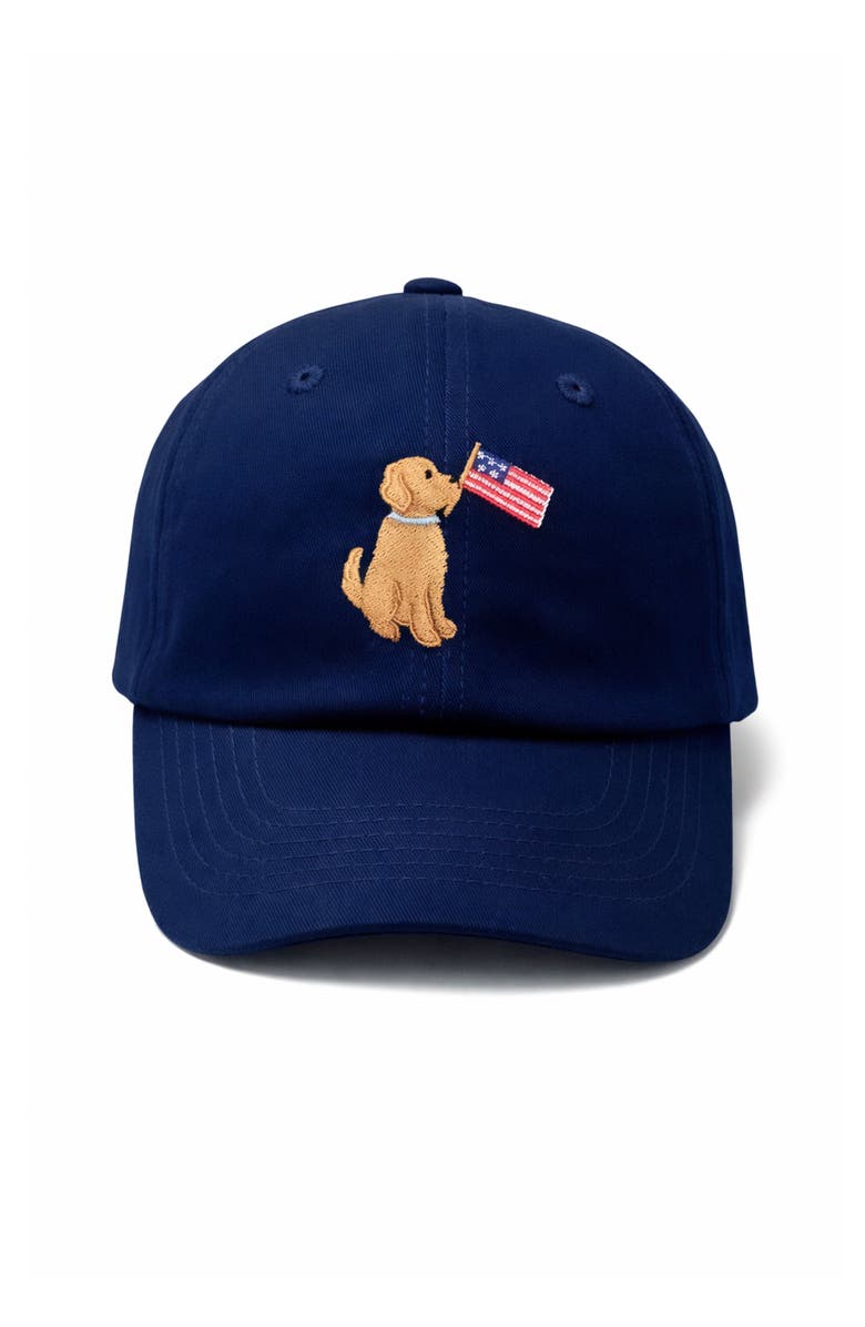 Bits & Bows American Dog Baseball Hat, Main, color, Navy Blue