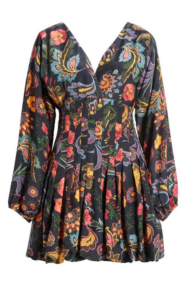 CIEBON Janiero Floral Long Sleeve Bubble Hem Minidress, Alternate, color, Black Multi