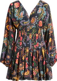 CIEBON Janiero Floral Long Sleeve Bubble Hem Minidress