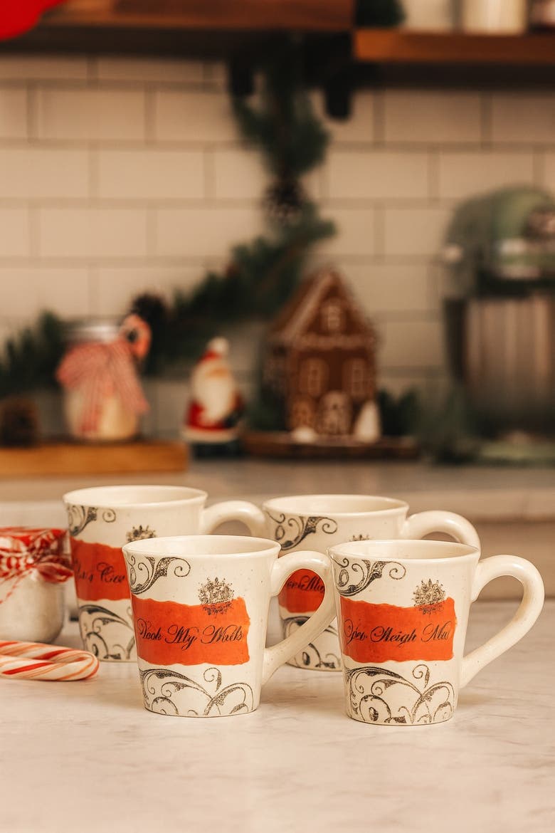 Holiday Sleigh 16 oz Mug Set of 4, Alternate, color, Red