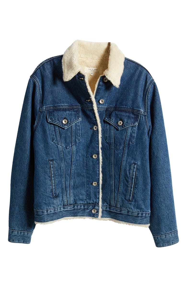 rag & bone Faux Shearling Lined Oversize Denim Jacket, Alternate, color, 