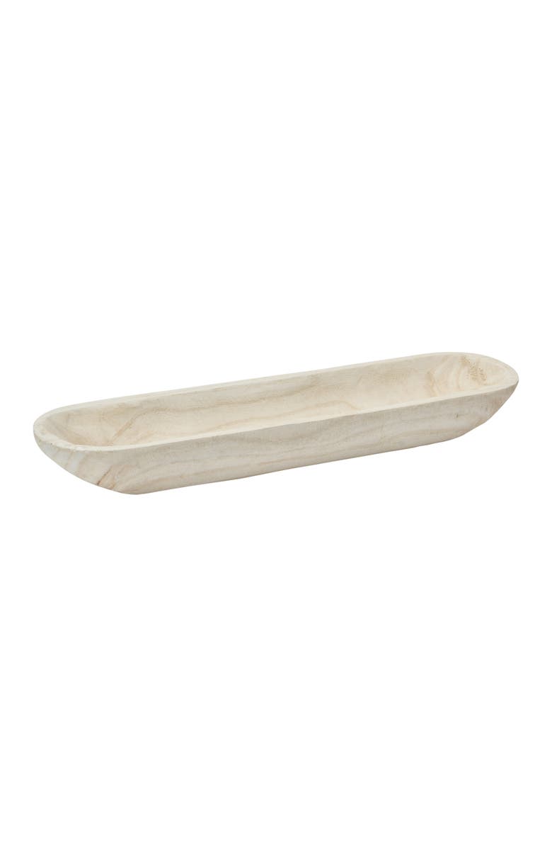 Storied Home Decorative Paulownia Wood Tray, White, Main, color, White