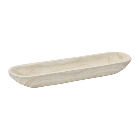 Decorative Paulownia Wood Tray, White
