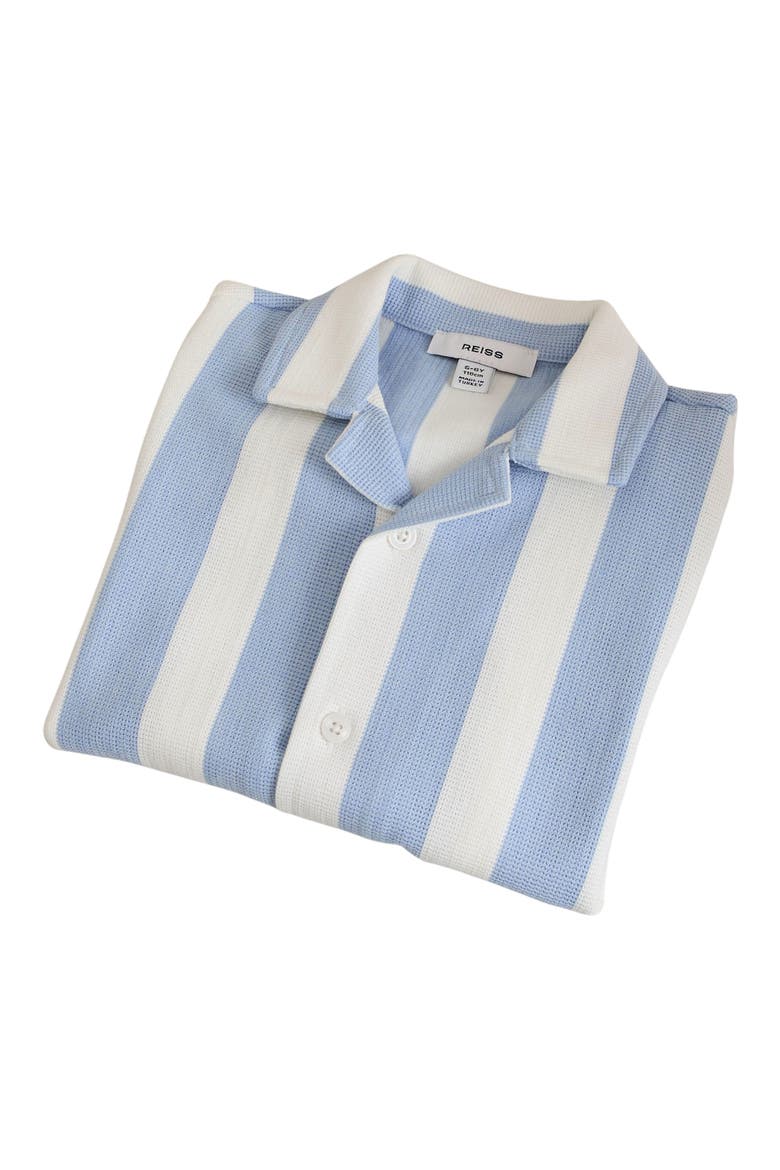 Kids' Dexter Stripe Short Sleeve Camp Shirt, Alternate, color, PALE BLUE/WHITE