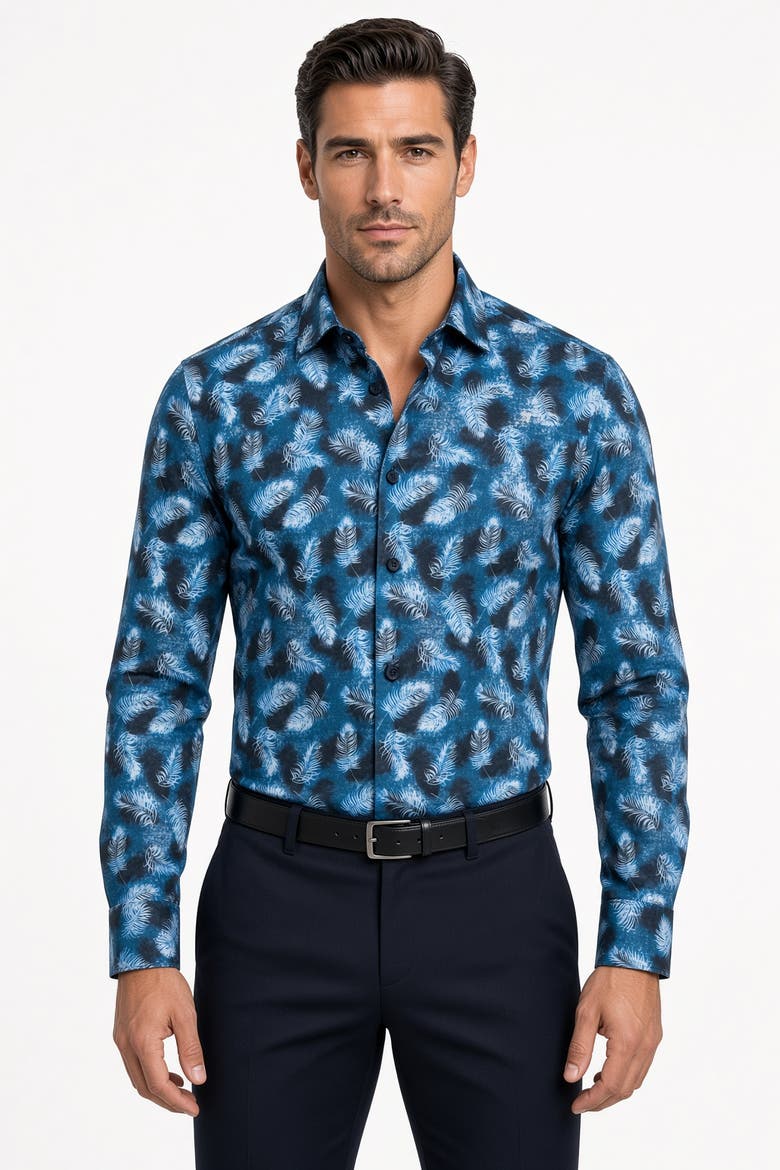 Speaks Print Button-Up Long Sleeve Shirt, Alternate, color, Multicolor