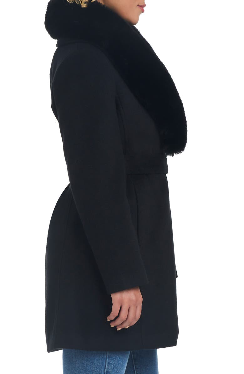 Vince Camuto Double Breasted Coat with Removable Faux Fur Collar, Alternate, color,