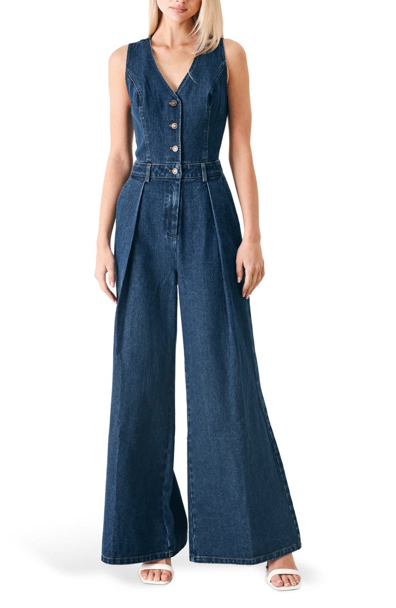 FREEMARKET Sleeveless Denim Jumpsuit, Main, color, Indigo Denim