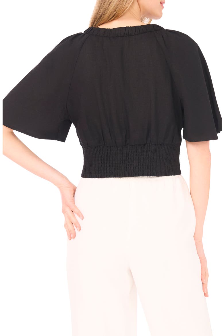 Ruched V-Neck Top, Alternate, color, RICH BLACK