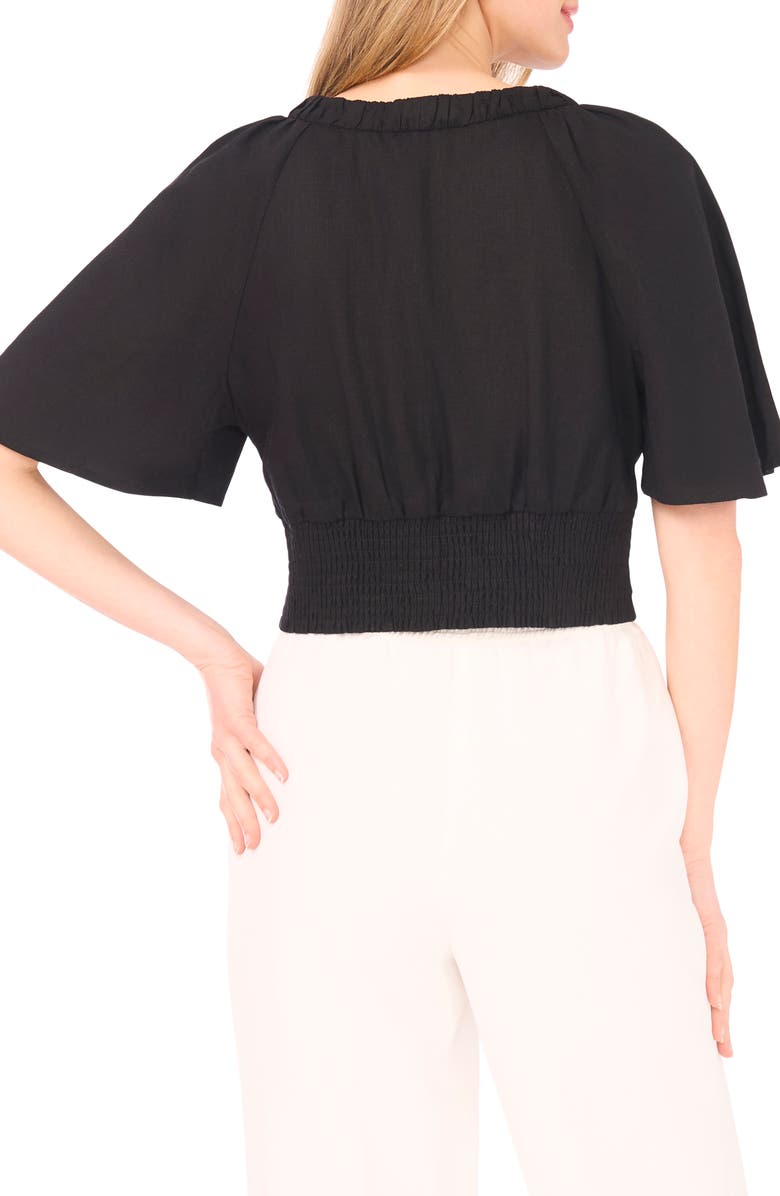 Parker Ruched V-Neck Top, Alternate, color, Rich Black