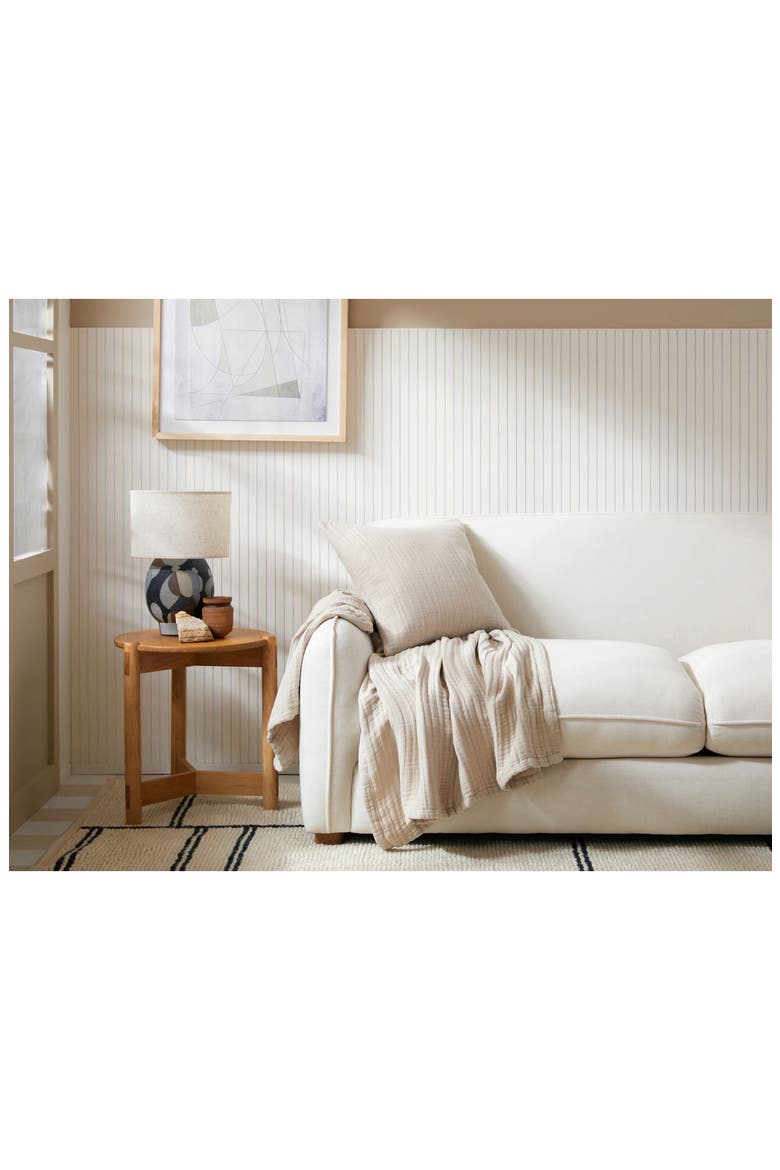 Cloud Organic Cotton & Linen Gauze Throw Blanket, Alternate, color, BONE
