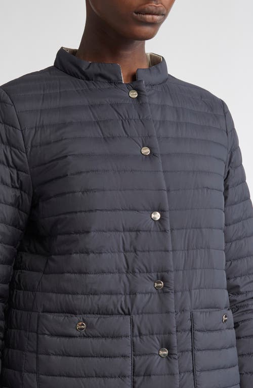 Herno Matte To Shiny Reversible Puffer Coat In Blue