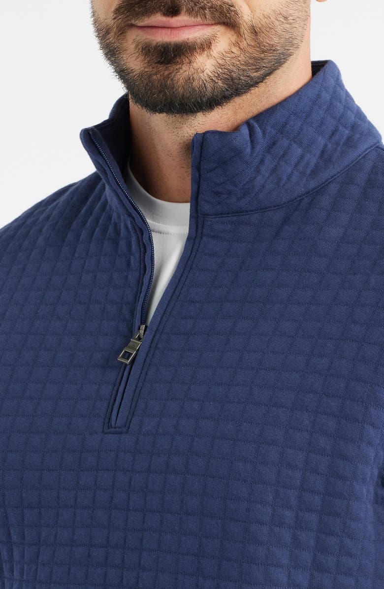 Peter Millar Quad Quilted Quarter Zip Pullover, Alternate, color, Navy