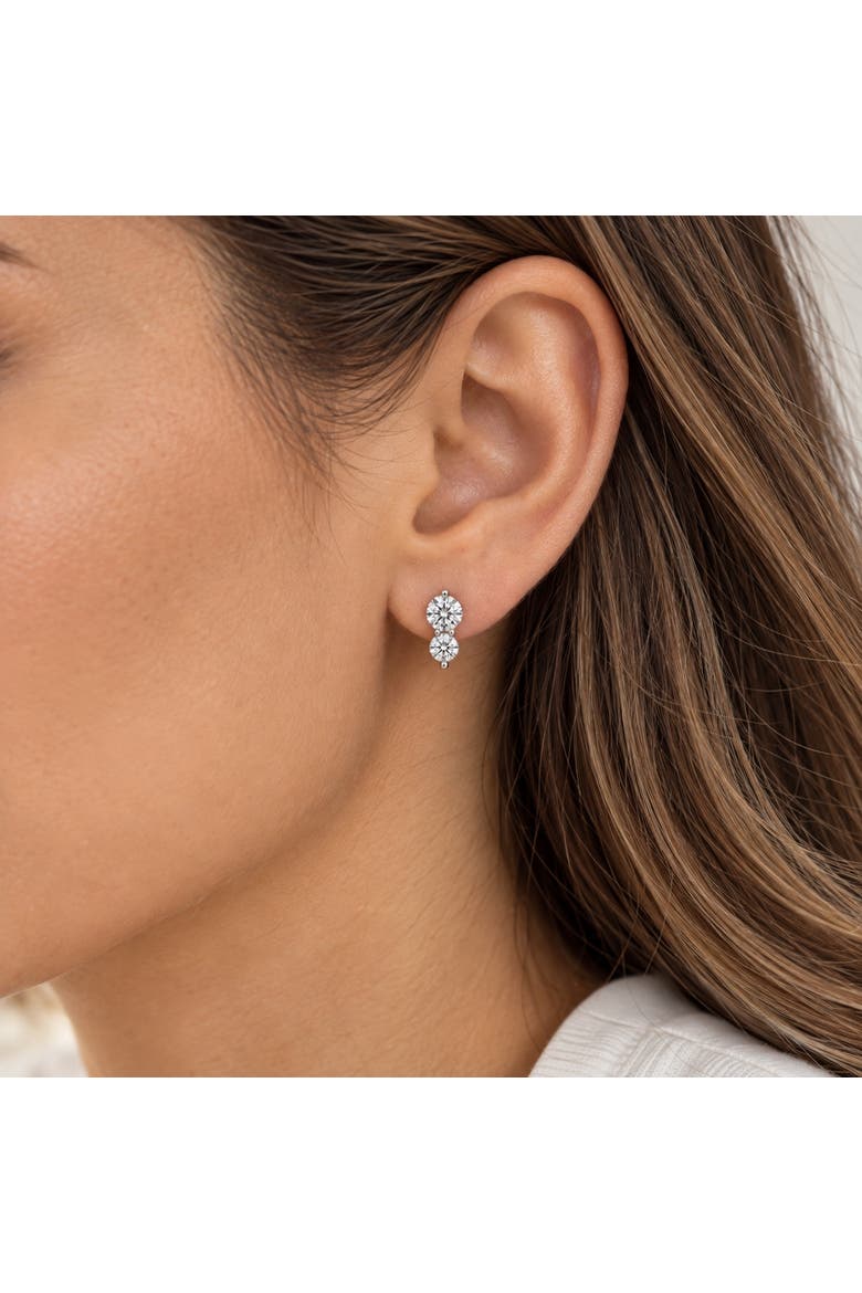 Sterling Silver Two-Stone Drop Earrings, Alternate, color, Silver